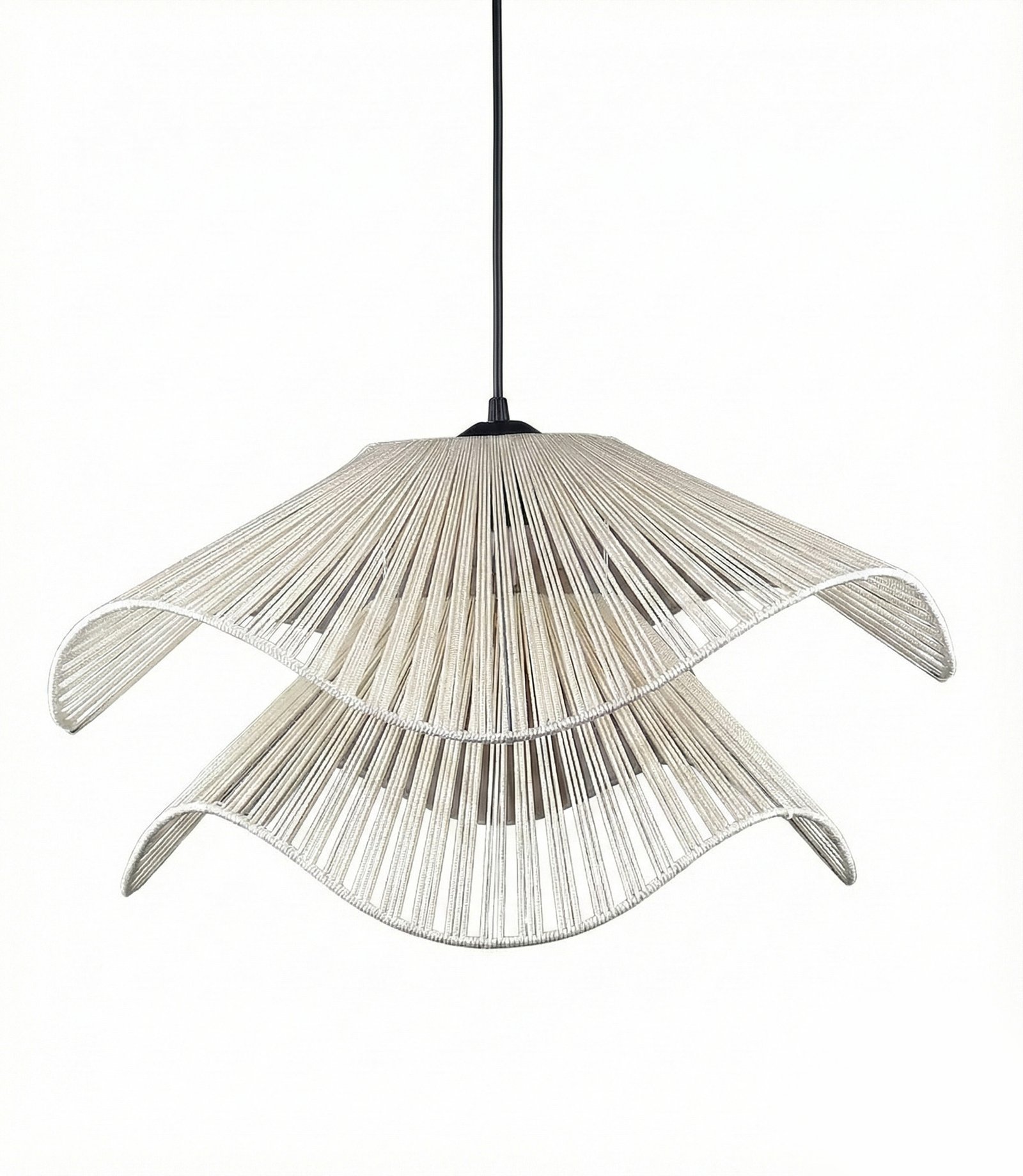 avz-01-ekru-01 Lotus İkili Makrome Bohem Avize - Görsel 1